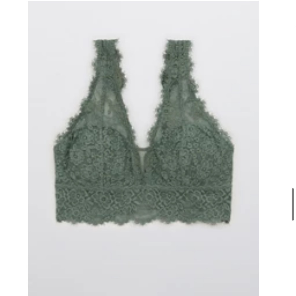Aerie Eyelash Lace Padded Plunge Bralette